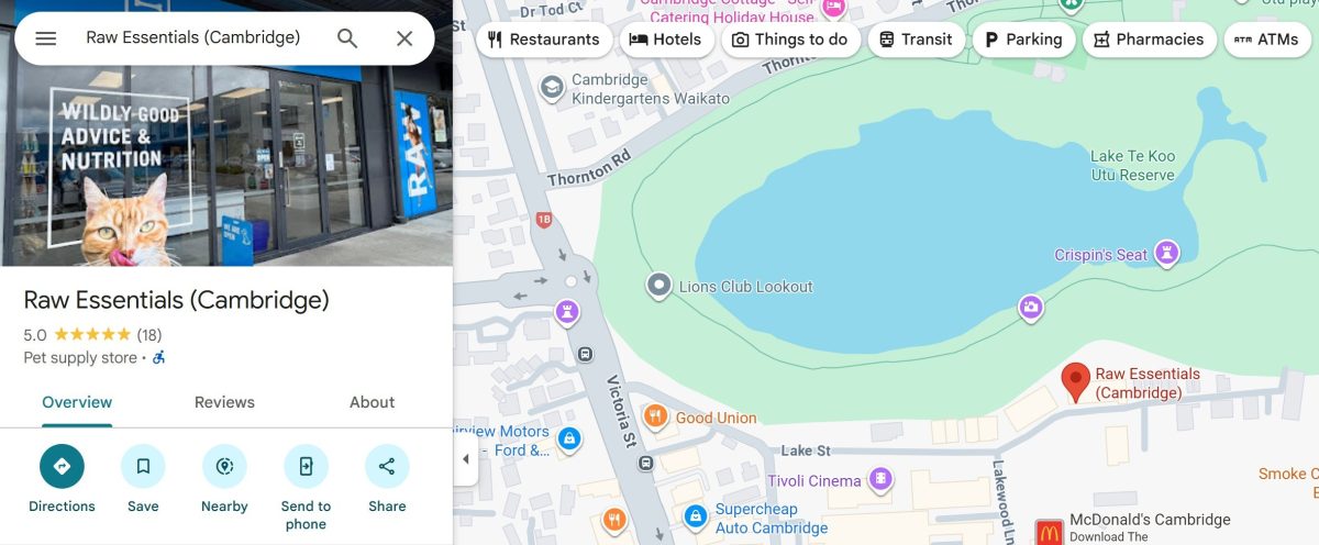 Raw Essentials Cambridge Google Screenshot