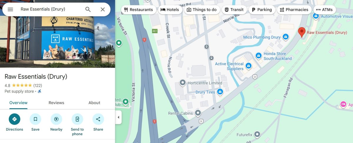 Raw Essentials Drury Google Screenshot