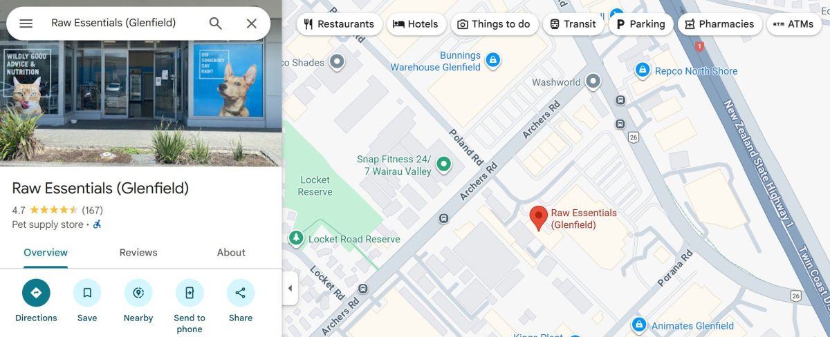 Raw Essentials Glenfield Google Screenshot