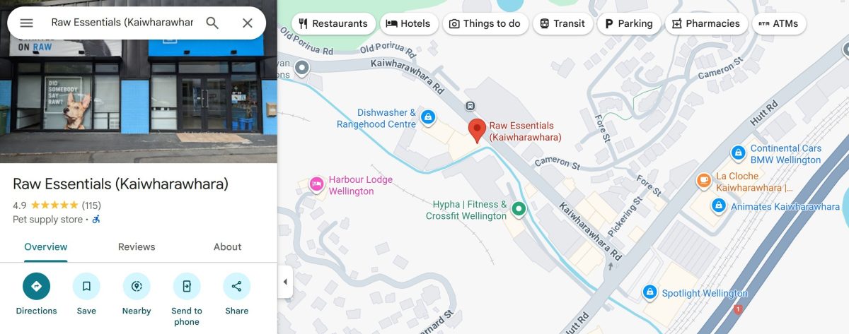 Raw Essentials Kaiwharawhara Google Screenshot