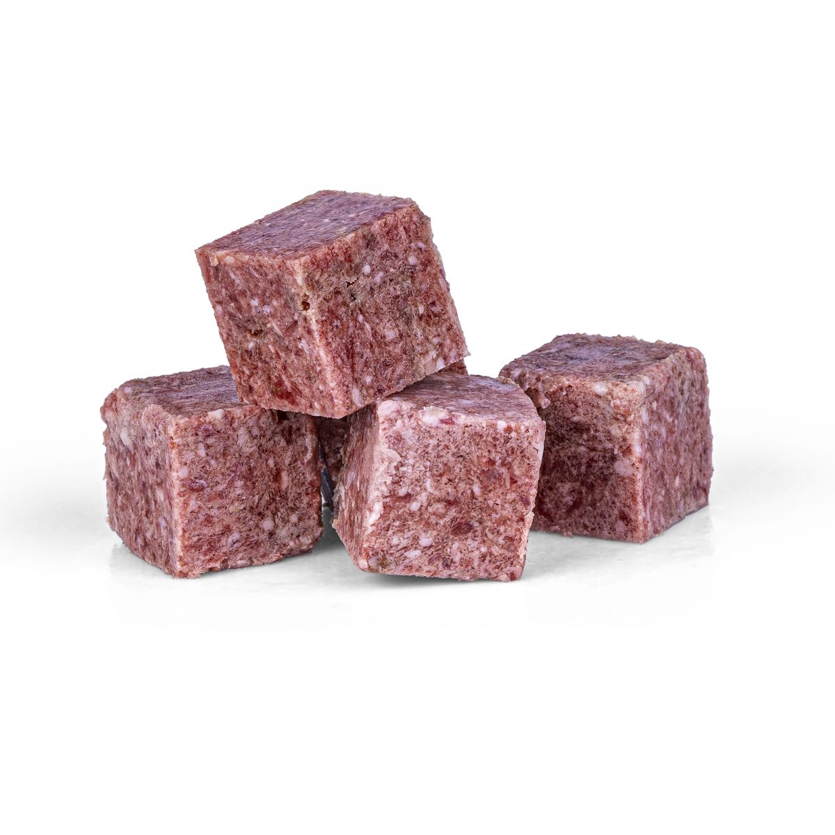 Stack Of Cubed, Chicken And Rabbit Meat For Pets