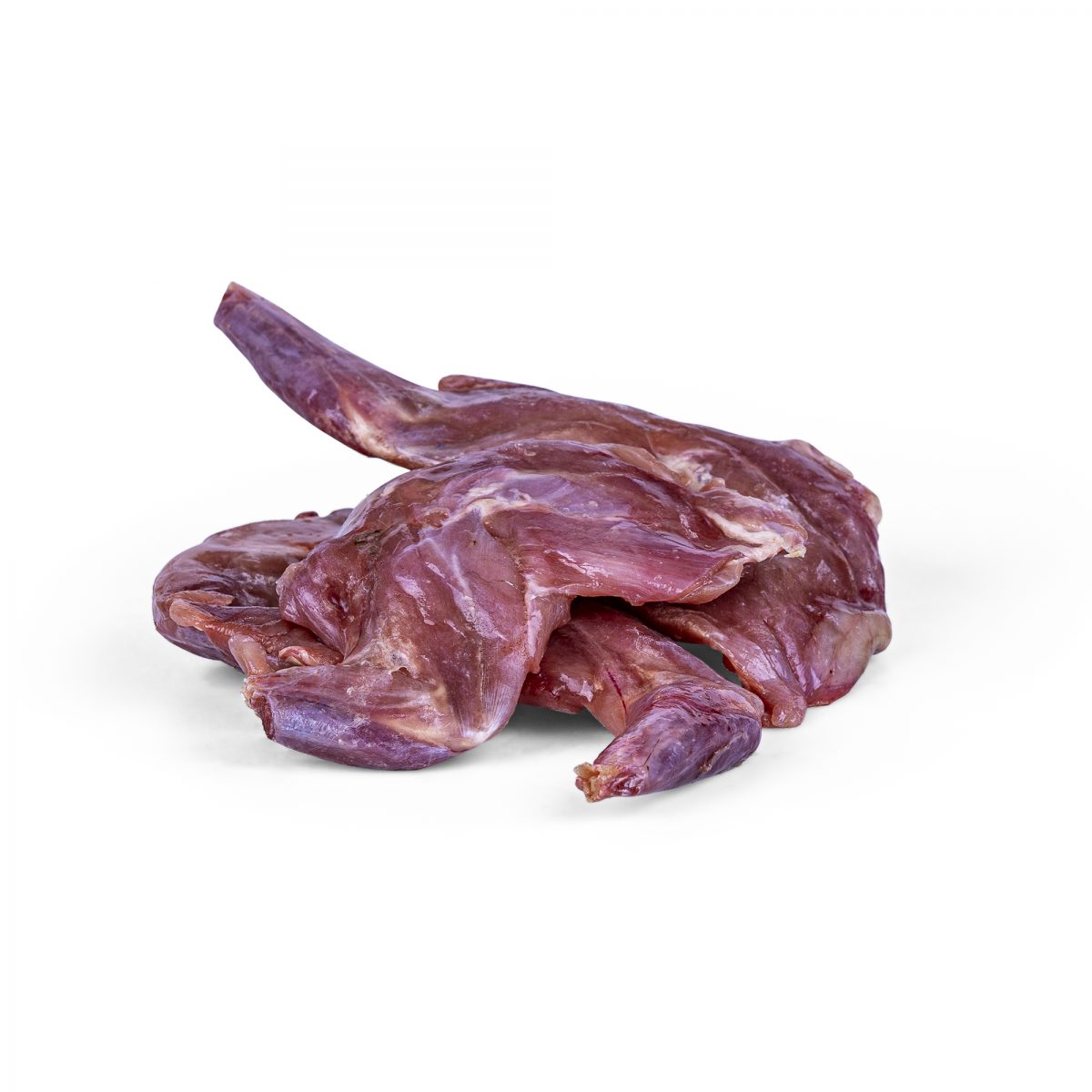 Stack of Raw Rabbit Shoulder Meat for Pets
