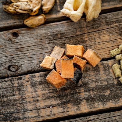 Display Of Assortments Of Raw Essentials Pet Treats